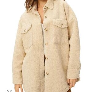 Good American Cream Teddy Jacket